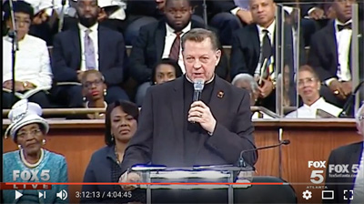 Father Michael Pfleger at the King Center's 49th Annual Commemorative Service for Martin Luther King, Jr., Ebenezer Baptist Church, Atlanta, Georgia